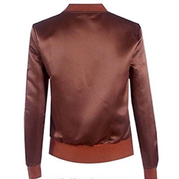 Rust Short Zip Up Bomber Jacket - Picture 4 of 4